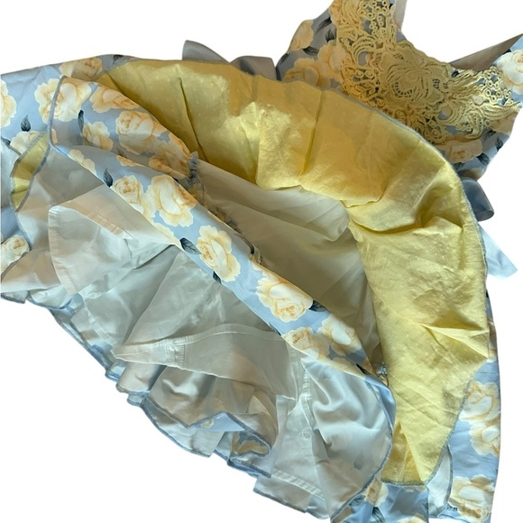 Pettigirl Blue Yellow Girl’s Floral Boutique Ruffled Dress NWT Size 4 - Picture 8 of 11